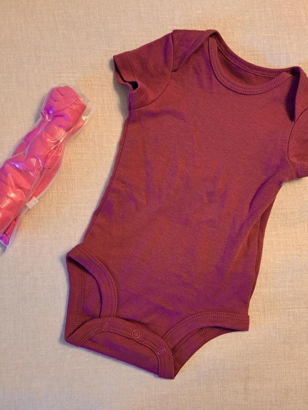 New! Cotton S/S Onesies (1 - 3 mths) - Set of 2 - Pink & Raspberry